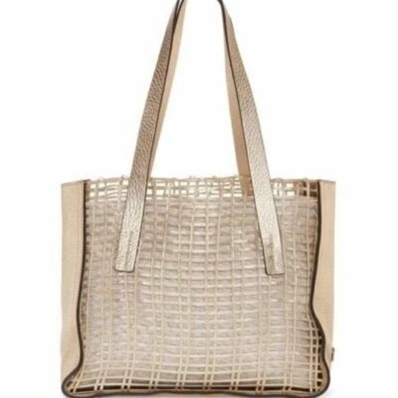 VINCE CAMUTO-Small Jeana Tote-Gold Leather-2 in 1 Bag-Current Collection-NWT - Picture 3 of 5